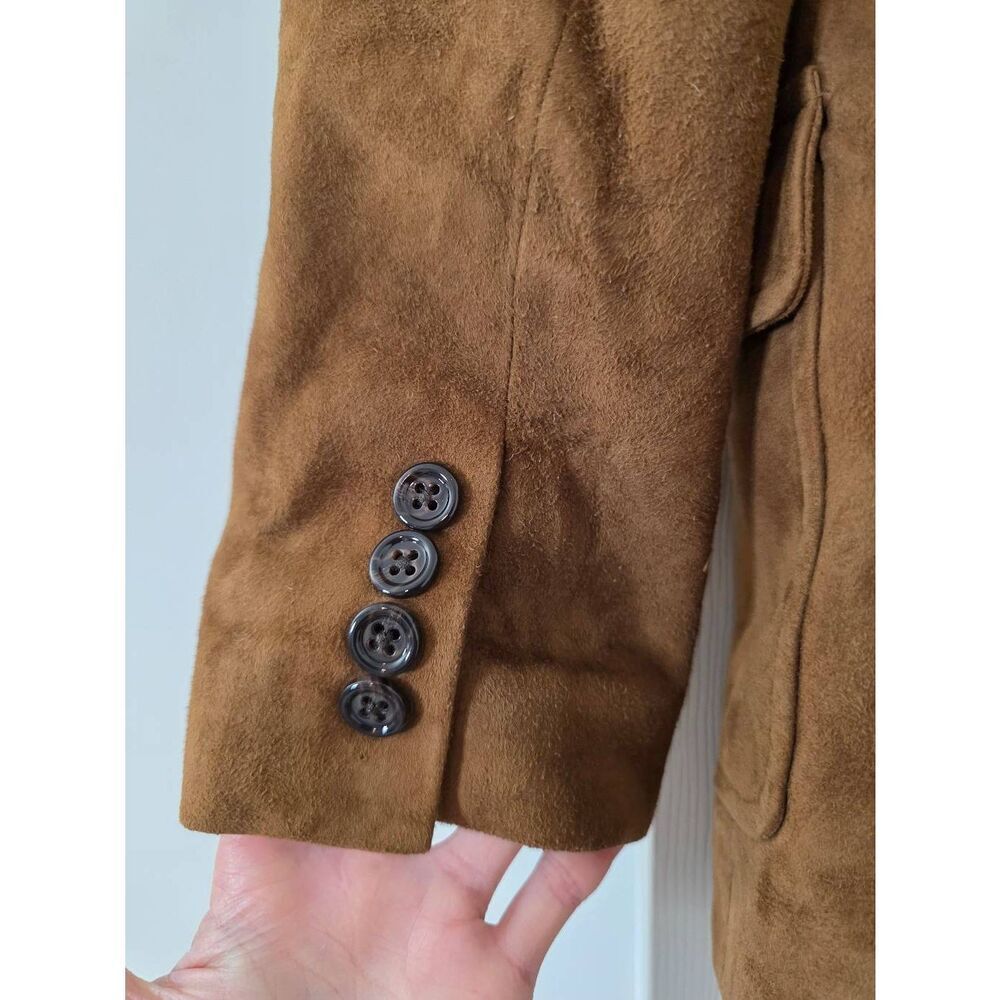 Vintage Polo Ralph Lauren Kids Size 10 Brown Lamb Suede Jacket Made in Italy - Picture 8 of 12